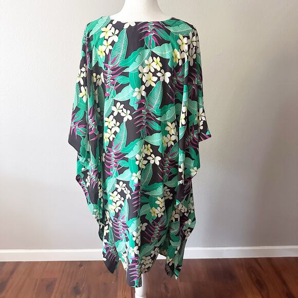 Tommy‎ Bahama 100% Silk Livia Leaves Short Belted Kaftan Women's Size L/XL NEW - Picture 5 of 10